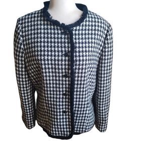 Vintage SHOMI houndstooth print blazer jacket acrylic metallic button up size 14